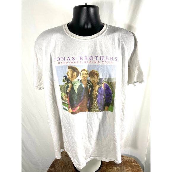 Jonas Brothers 2019 Tour Tee White Gildan Softstyle L - Picture 1 of 7